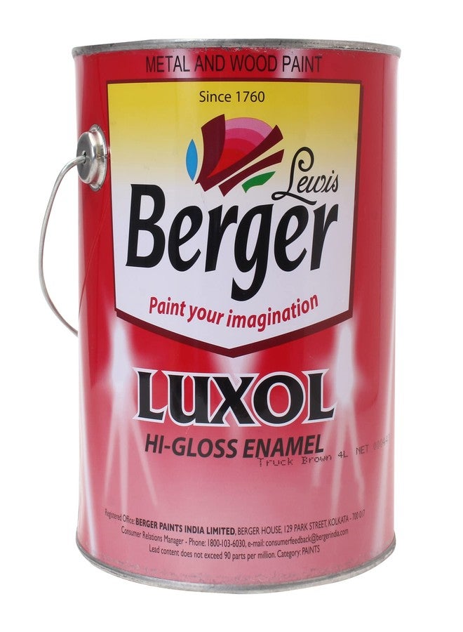 بيرجر طلاء بيرجر لوكسول عالي اللمعان | بني شاحنة | 4 لترات بلمسة نهائية تشبه المرآة | طلاء زيتي متين وقوي للخشب والمعادن والبناء | للاستخدام الداخلي والخارجي | مقاوم للعوامل الجوية | معتمد من Green Pro - Image 1